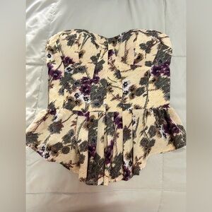 Jessica Simpson Y2K floral bustier strapless peplum top tube top